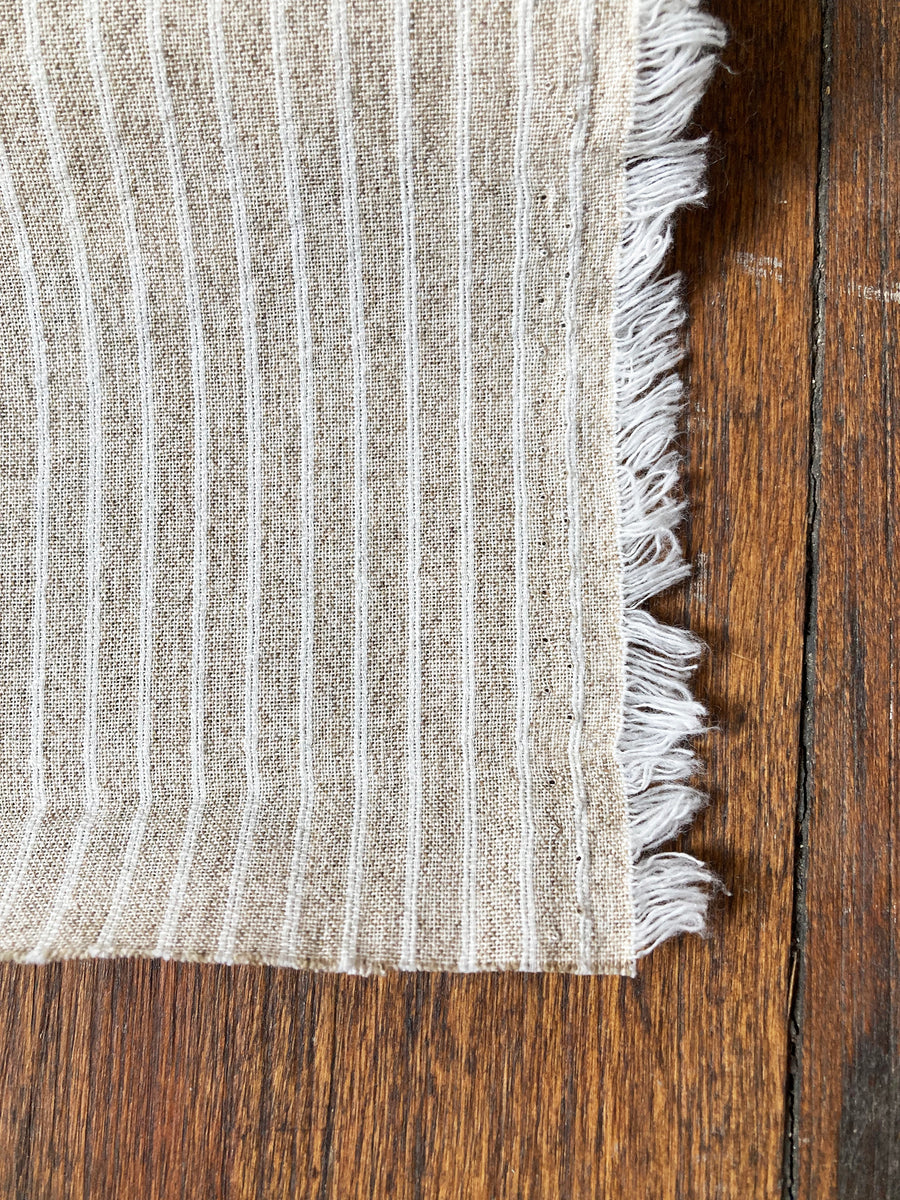 Beige linen with cream stripes, by the half meter