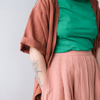 Pleated linen skirt No2202w