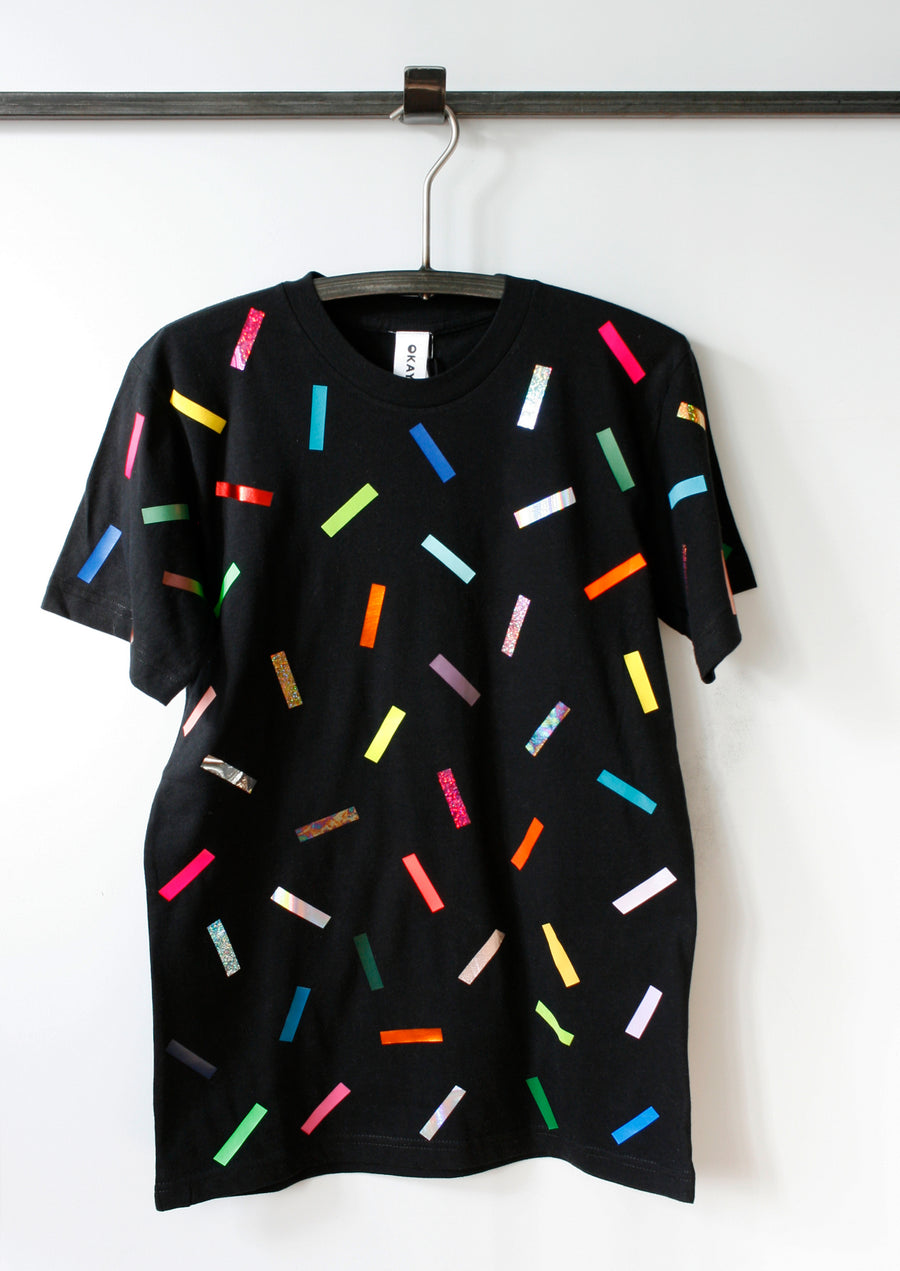 Unisex confetti print t-shirt by OKAYOK