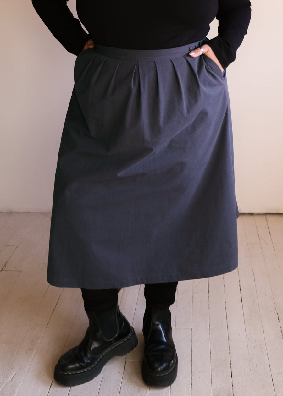 Wrap skirt No2456w, charcoal cotton