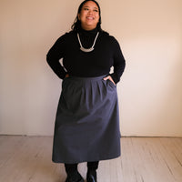 Wrap skirt No2456w, charcoal cotton