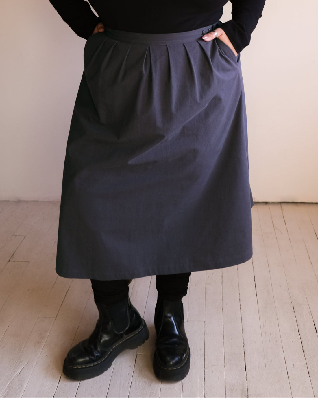 Wrap skirt No2456w, charcoal cotton