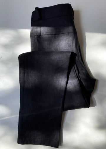 Pantalon de lin No6028m, noir
