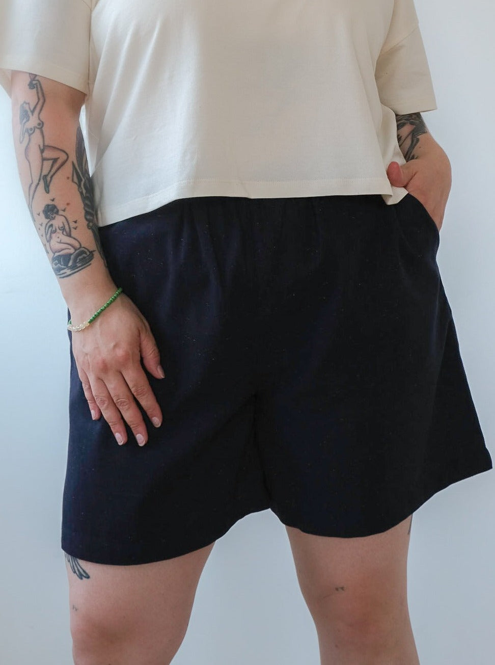 Unisex short No2408w, navy confettis