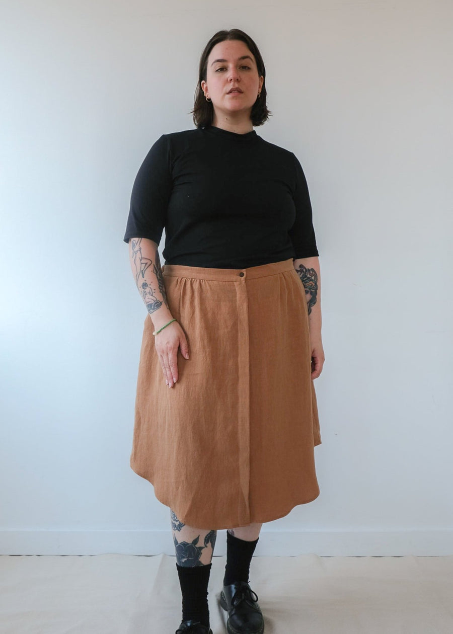 Skirt No2402w, confetti and coffee linen