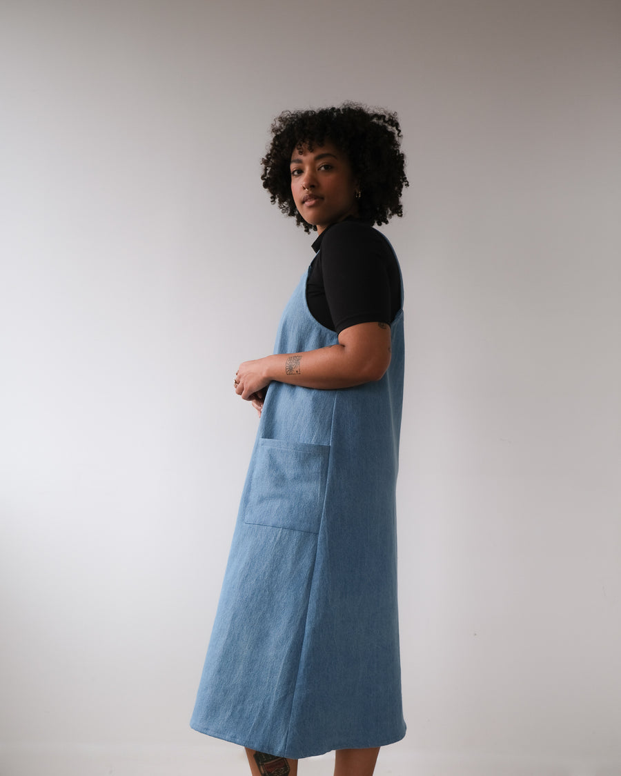 Apron dress No2417w, denim