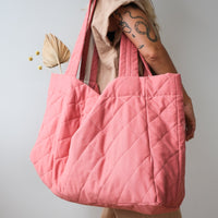Giant quilted tote, caramel