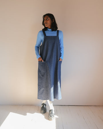 Robe tablier No2417w, trois tons de denim