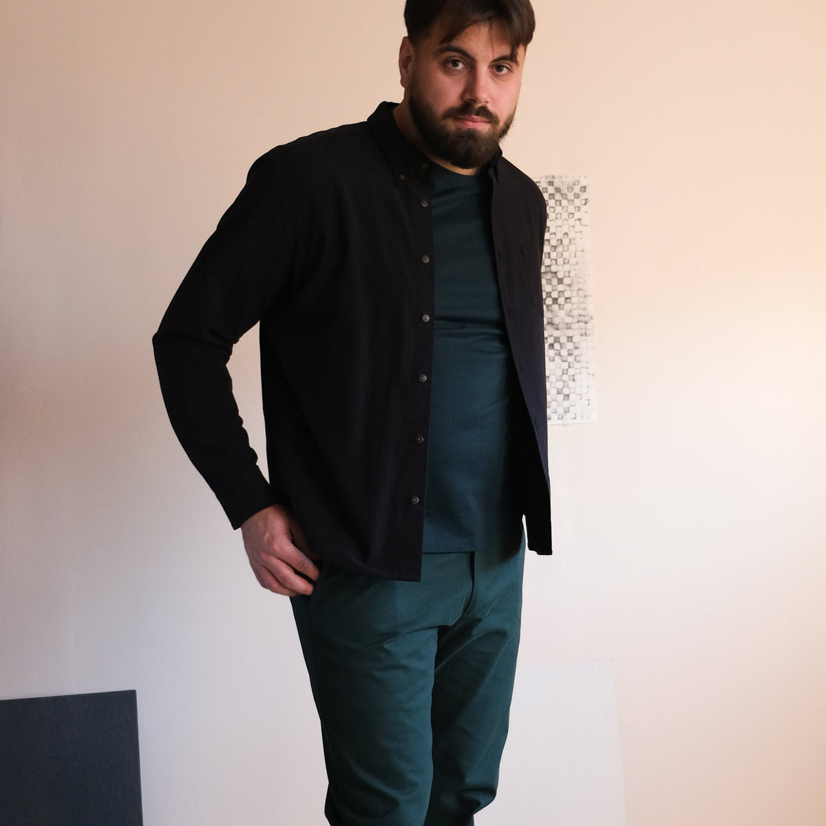 atelier b cotton button-front shirt