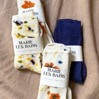 Bas laine, chanvre et coton impression florale par Marie-les-bains