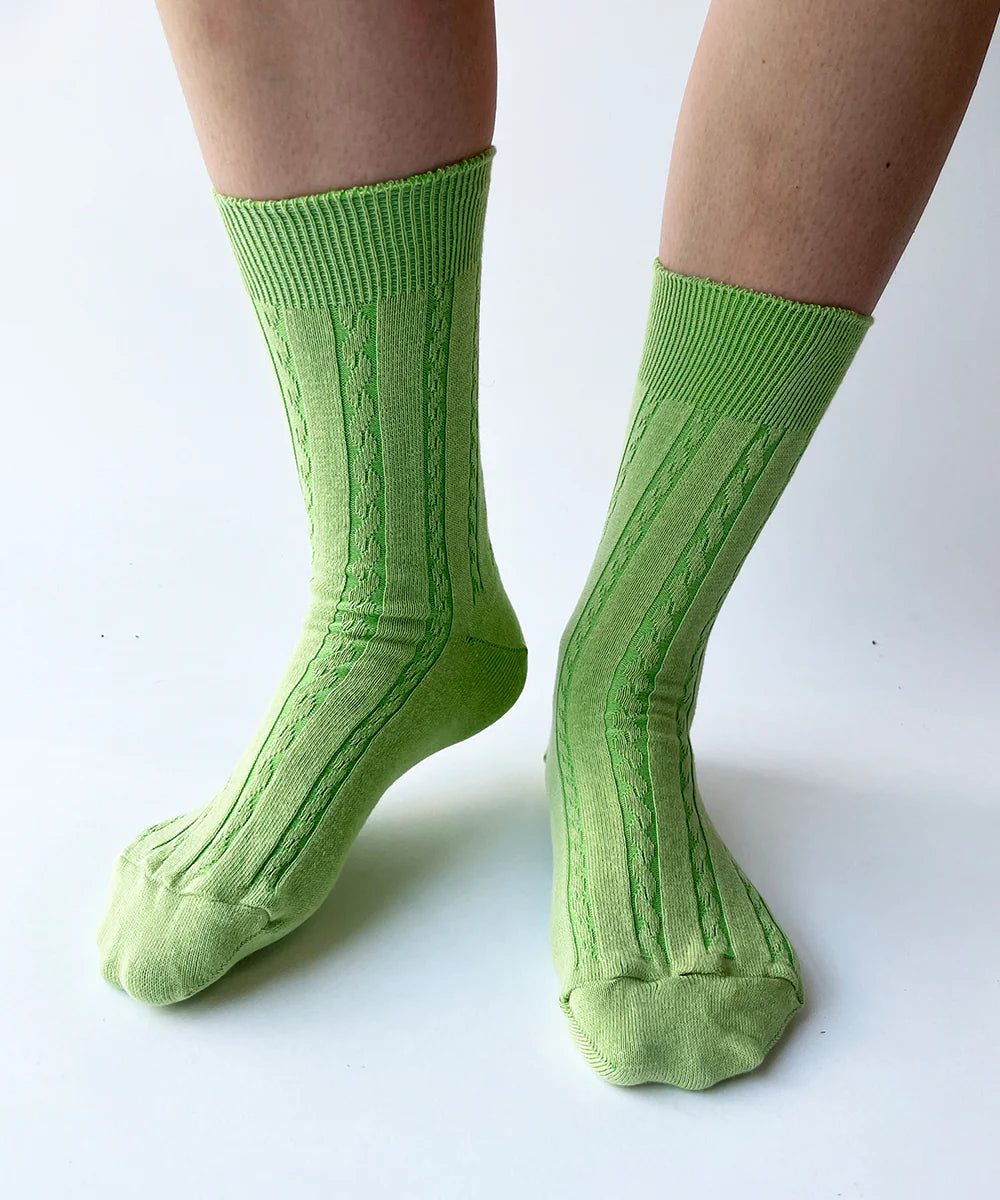 Twisted knit socks by OKAYOK