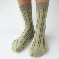 Twisted knit socks by OKAYOK