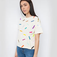 T-shirt boxy imprimé paillettes par OKAYOK