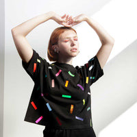 T-shirt boxy imprimé paillettes par OKAYOK