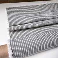 Grey linen with cream stripes, by the half meter