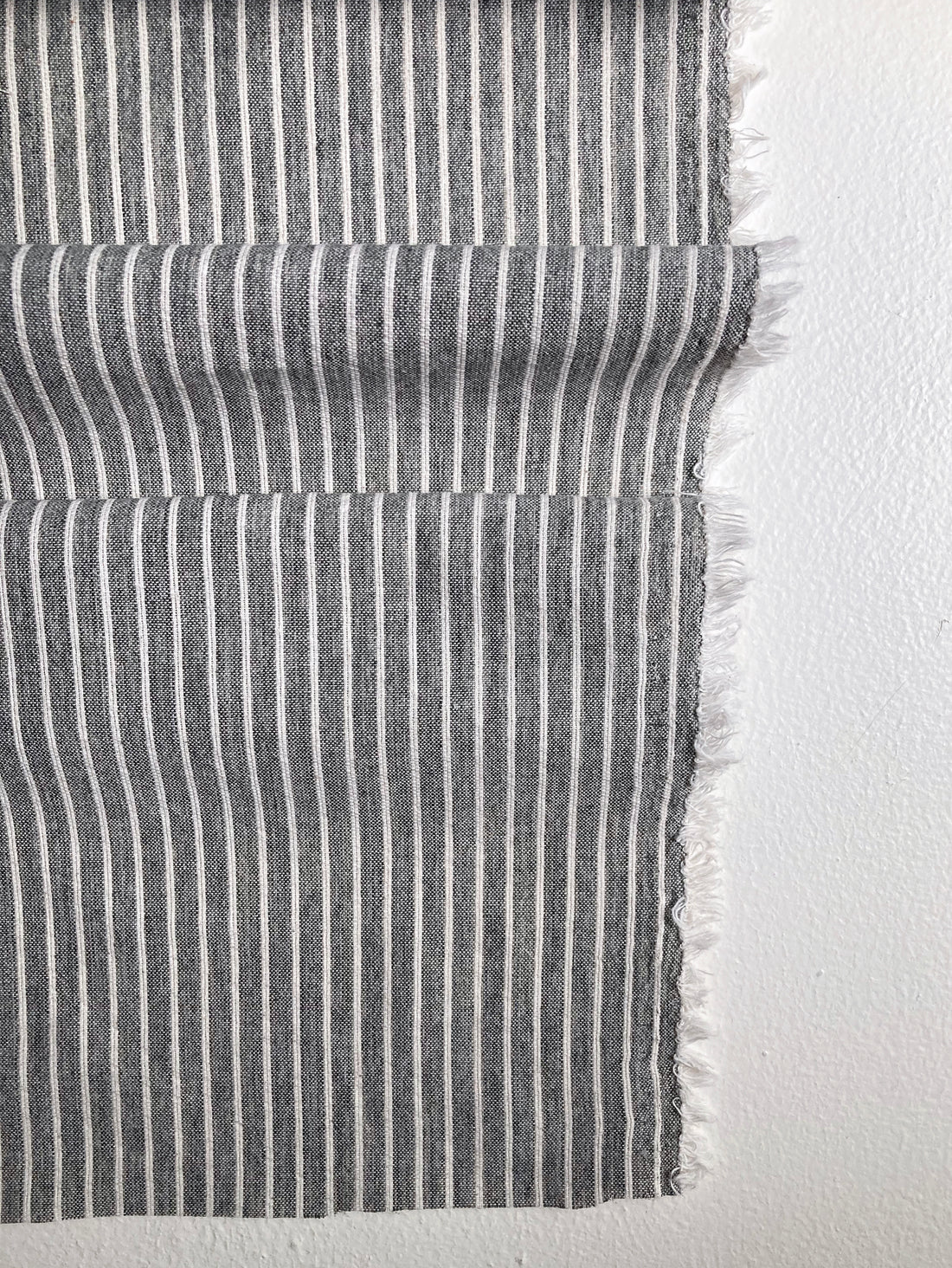 Grey linen with cream stripes, by the half meter