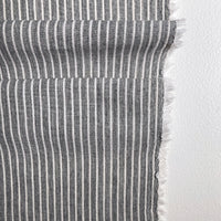 Grey linen with cream stripes, by the half meter