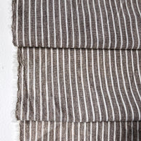 Brown linen with cream stripes, by the half meter