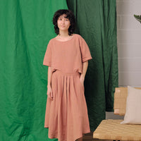 Pleated linen skirt No2202w