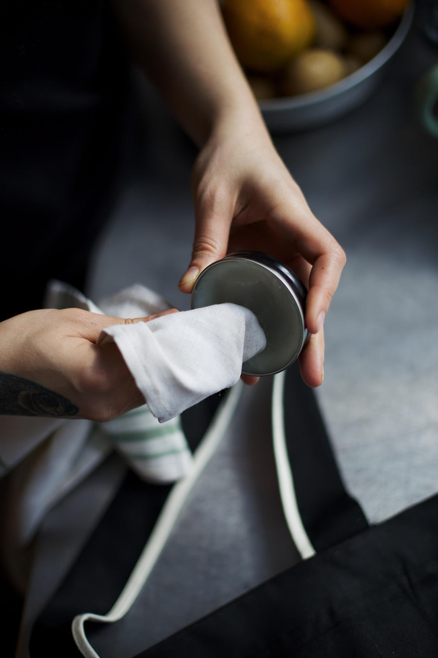 Waxing a canvas bag