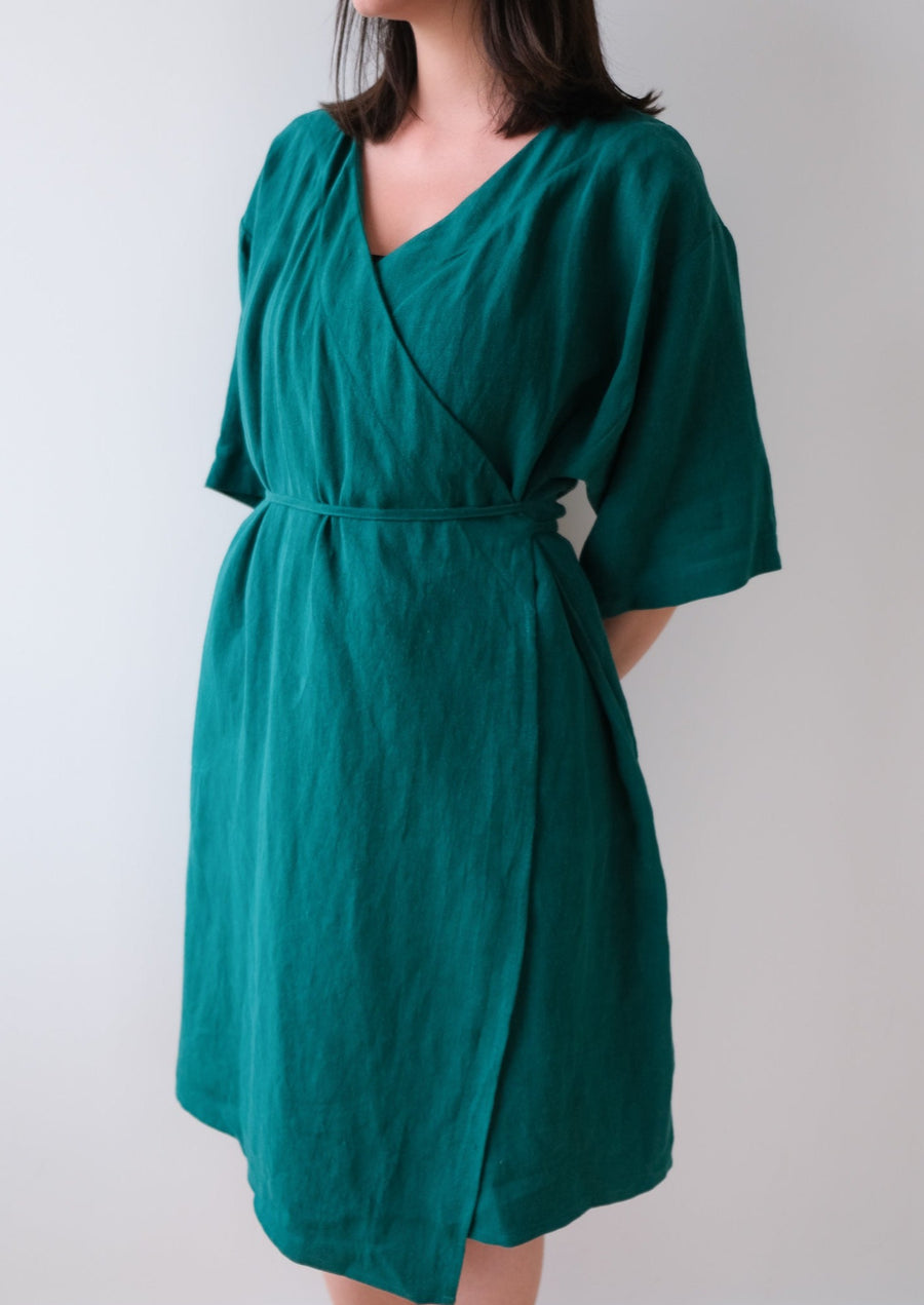 Linen wrap dress No2216w
