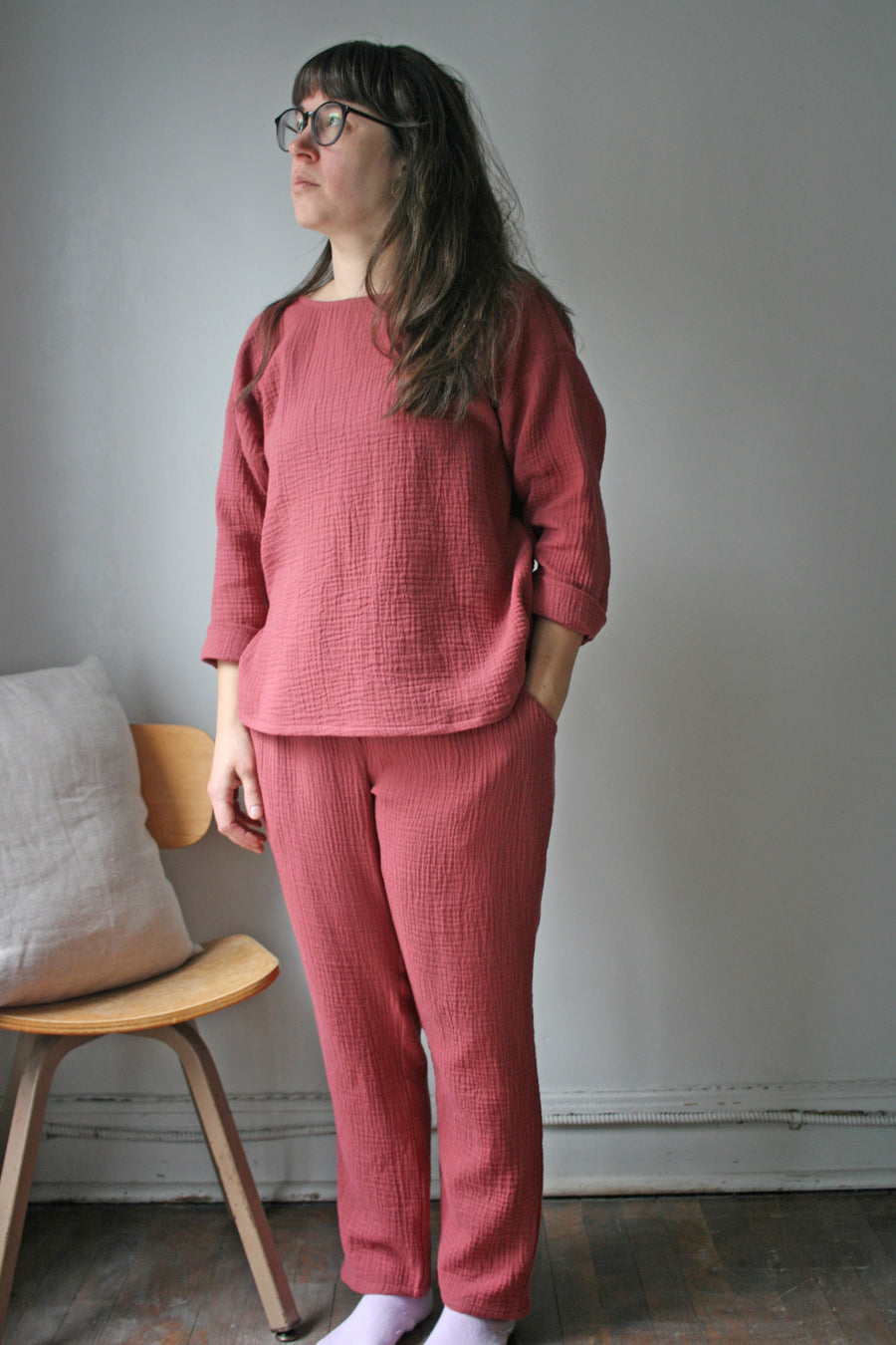 Pantalon de pyjama No5802w, coton gaufré sable, 4x