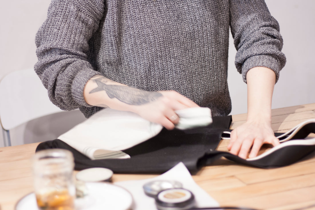 Waxing a canvas bag