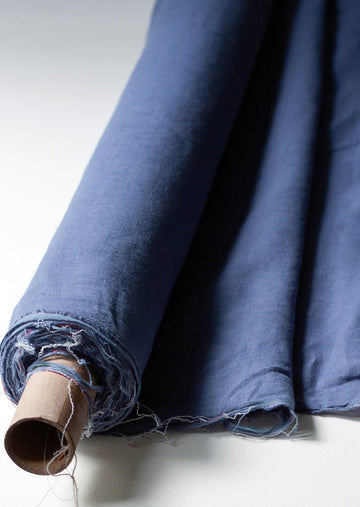 Violet blue pre-softened linen, by the half meter